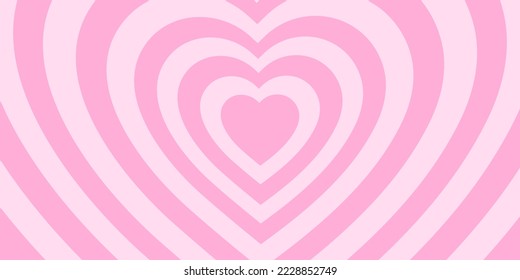 Monochrome horizontal background of heart shaped tunnel. Rainbow romantic pattern. Pink pastel colors