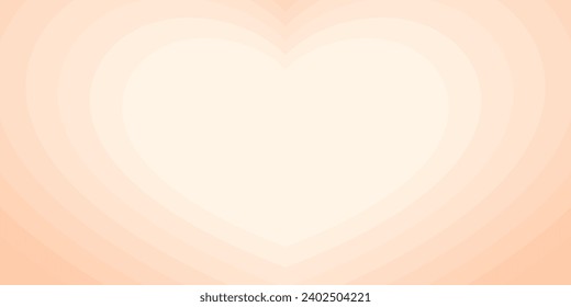Monochrome Horizontal Background of Heart-Shaped Tunnel with a nice Peach color. Trendy Vector Illustration in Retro 60s, 70s Style.