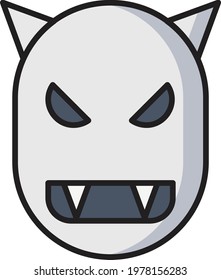 monochrome horned devil icon flat character
