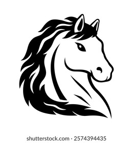 Monochrome horse icon on white background.