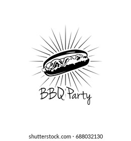 Monochrome Hotdog logo templates and badges for your design. Vector illustration isolated on white background