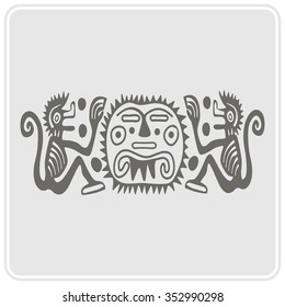 monochrome icon with American Indians art and ethnic ornaments for your design