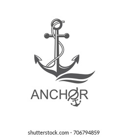 monochrome icon of anchor with ribbon