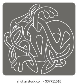 monochrome icon with Celtic art and ethnic ornaments for your design