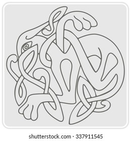 monochrome icon with Celtic art and ethnic ornaments for your design