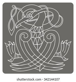 monochrome icon with Celtic art and ethnic ornaments for your design