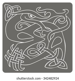 monochrome icon with Celtic art and ethnic ornaments for your design