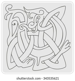 monochrome icon with Celtic art and ethnic ornaments for your design
