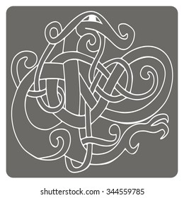 monochrome icon with Celtic art and ethnic ornaments for your design
