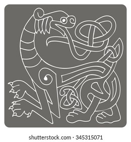 monochrome icon with Celtic art and ethnic ornaments for your design