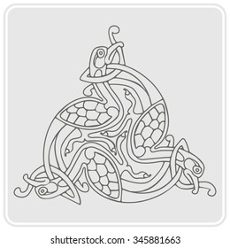 monochrome icon with Celtic art and ethnic ornaments for your design