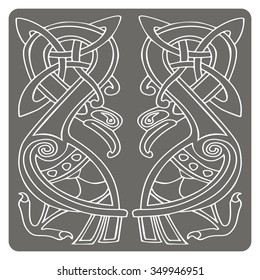 monochrome icon with Celtic art and ethnic ornaments for your design