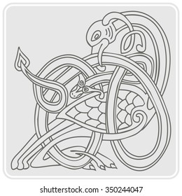 monochrome icon with Celtic art and ethnic ornaments for your design