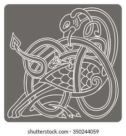 monochrome icon with Celtic art and ethnic ornaments for your design