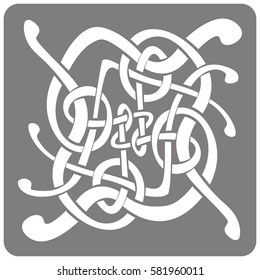 monochrome icon with Celtic art and ethnic ornaments for your design