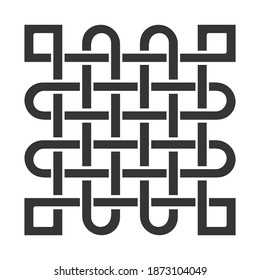 monochrome icon with Celtic knot art and ethnic ornaments