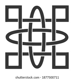 monochrome icon with Celtic knot art and ethnic ornaments