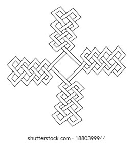 monochrome icon with Celtic knot art and ethnic ornaments