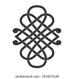 monochrome icon with Celtic knot ethnic art ornaments