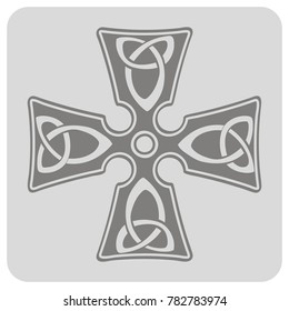 monochrome icon with cross and ethnic celtic ornaments for your design
