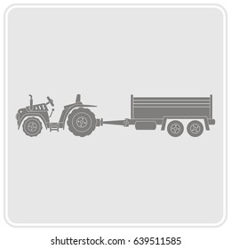 monochrome icon with farm tractor and trailer for your design
