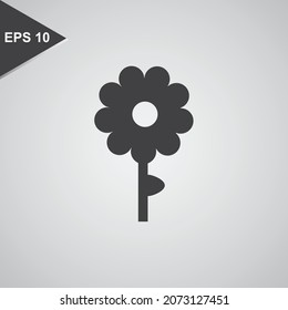 monochrome icon of flower with single isolated stalk