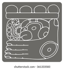  monochrome icon with glyphs of the Maya Night Lord (G1) 