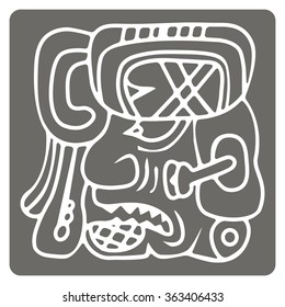 monochrome icon with glyphs of the Maya Night Lord (G9)