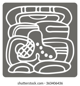 monochrome icon with glyphs of the Maya Night Lord (G8)