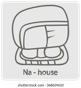 monochrome icon with glyphs of Mayan writing for your design