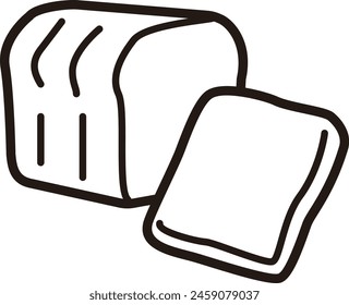 
Monochrome icon illustration of a loaf of toast and cut toast