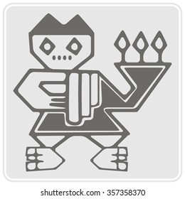 monochrome icon with Peruvian Indians art and ethnic ornaments for your design