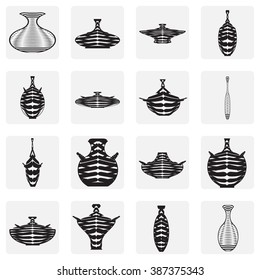 monochrome icon set with amphora