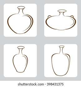 monochrome icon set with amphora

