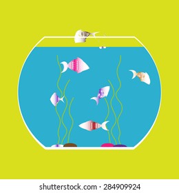 monochrome icon set with aquarium