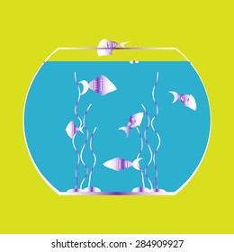 monochrome icon set with aquarium