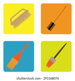 monochrome icon set with brushes.