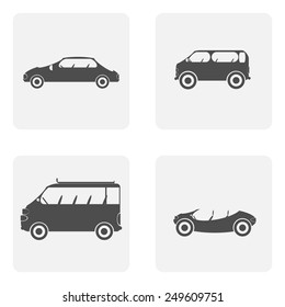 monochrome icon set with car