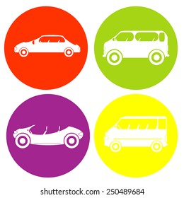 monochrome icon set with car