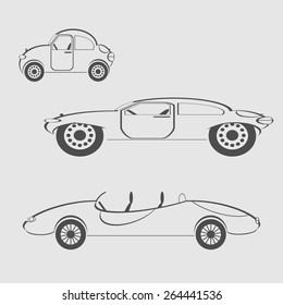 monochrome icon set with car