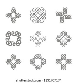 monochrome icon set with Celtic art and ethnic ornaments for your design