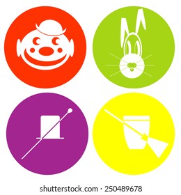 monochrome icon set with circus symbols