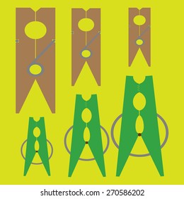 monochrome icon set with clothespins