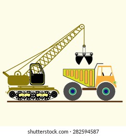 monochrome icon set with construction equipment