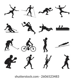 Monochrome Icon Set, Diverse Objects, Simple Graphics Vector Illustrations, Black and White