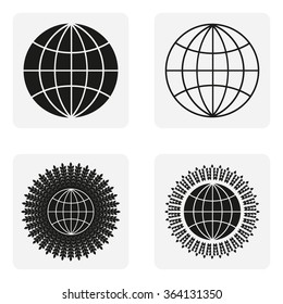 monochrome icon set with earth