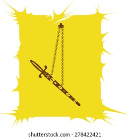 monochrome icon set with edged weapons, daggers