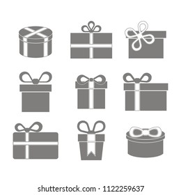 monochrome icon set with gift box for your design