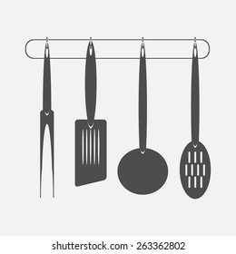 monochrome icon set with kitchen