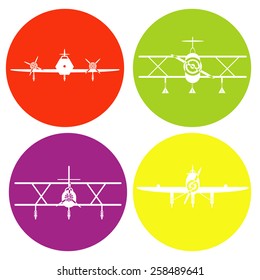 monochrome icon set with planes 